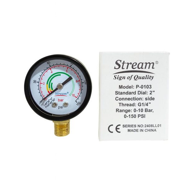 گیج فشار استریم مدل P-0103 ظرفیت 10 بار